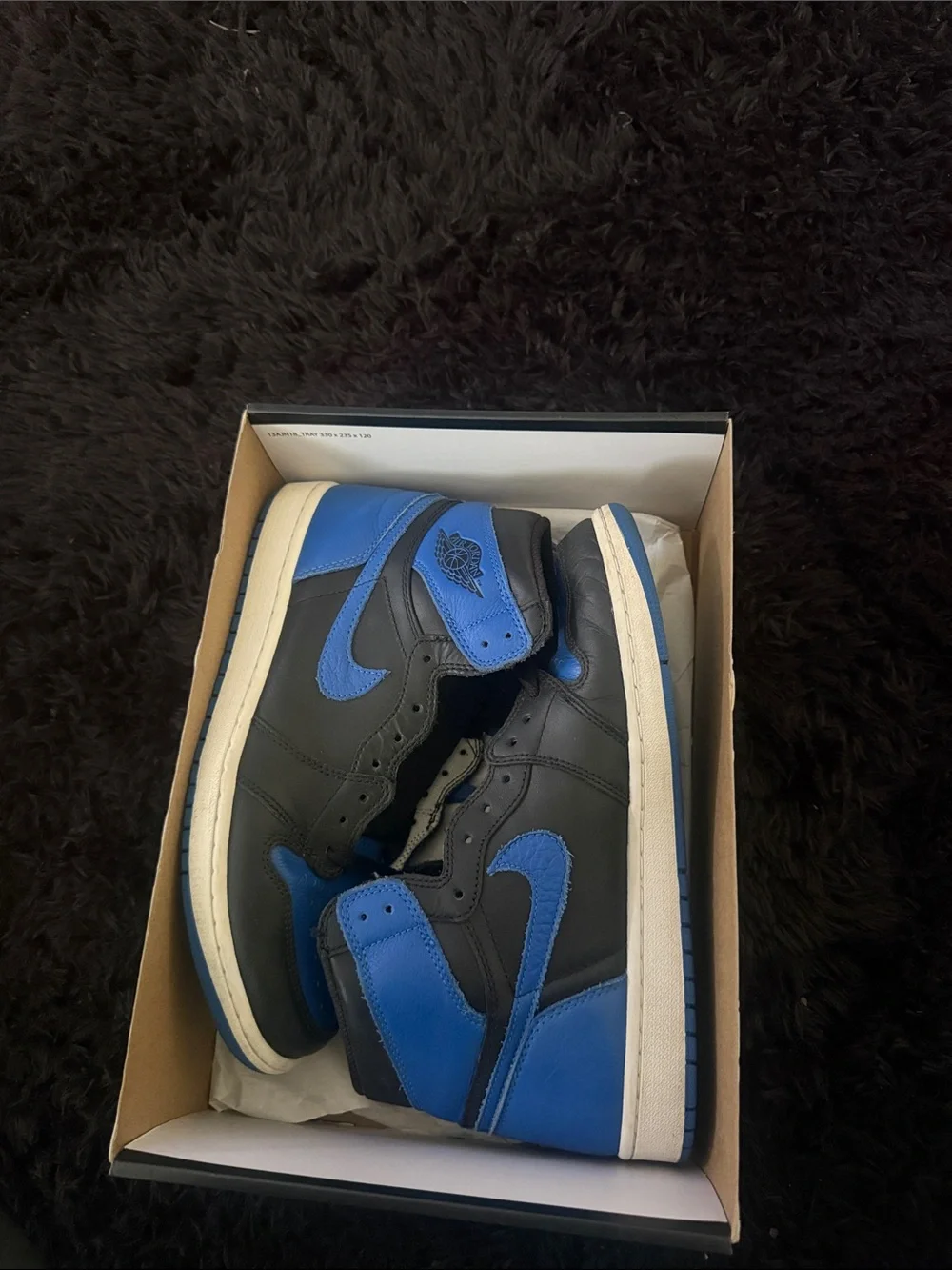 Jordan Black and Royal Blue Retro High-Top Sneakers